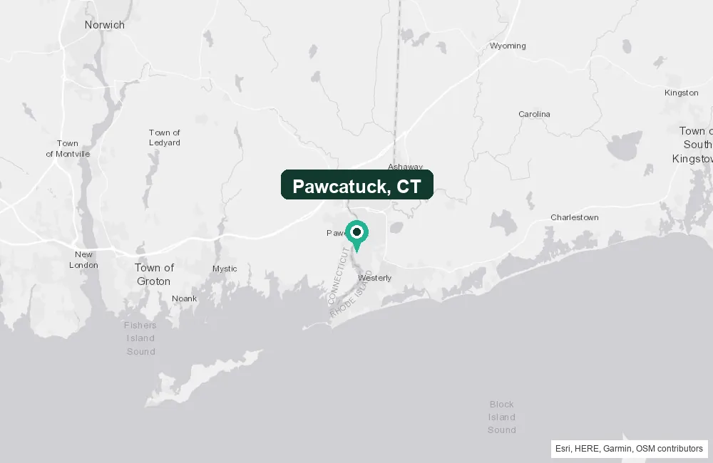 Map of Pawcatuck, Connecticut and the surrounding Southeastern Connecticut Planning Region area service area
